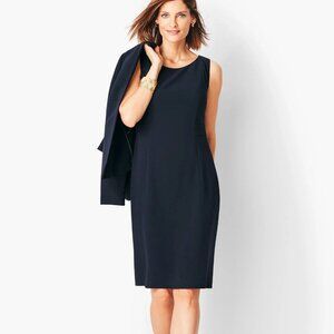 Talbots Navy Blue Luxe Sheath Suit Dress Sleeveless 4 Petite 4P